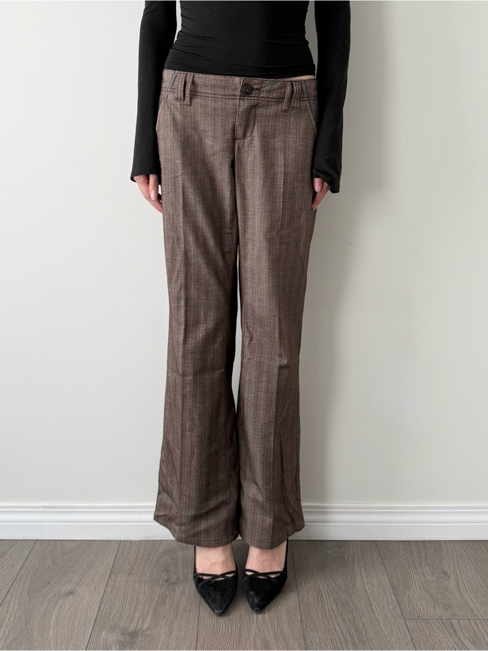 Vintage brown low rise wide leg trousers